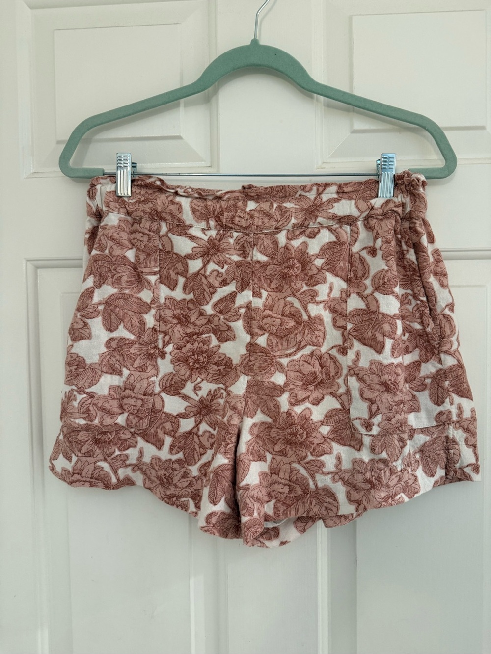 Abercrombie & Fitch Linen Blend Floral Shorts Medium Pull-on Lined Pockets